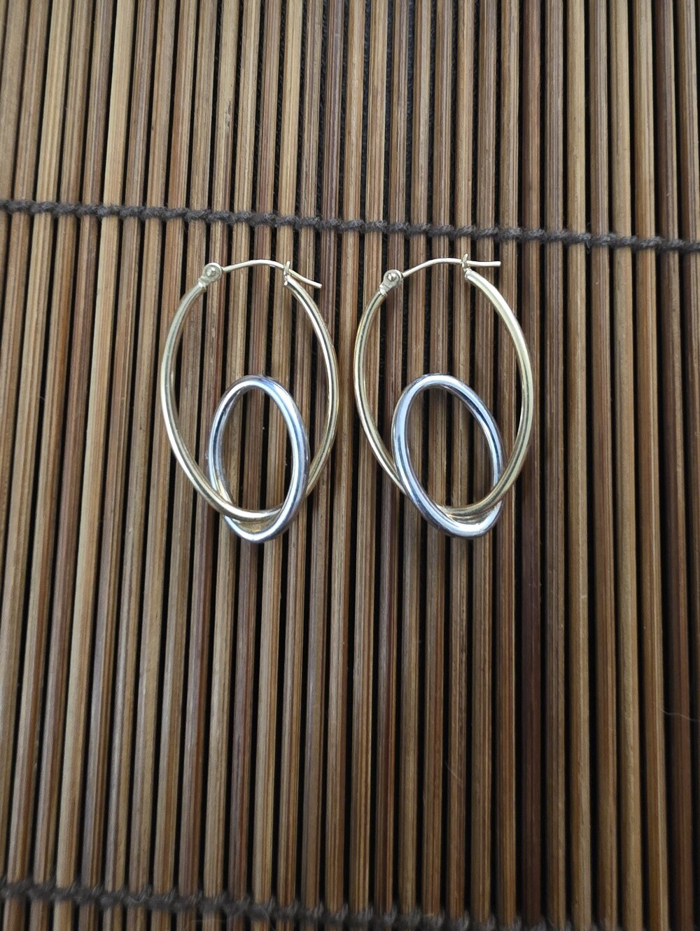 14k Yellow, White Gold Hoop Earrings